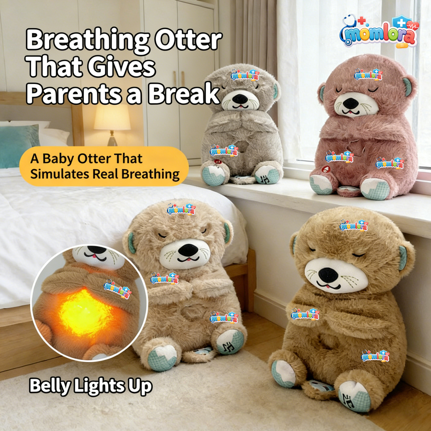 MomLora™ - Breathing Otter Sleep Companion Plush Toy